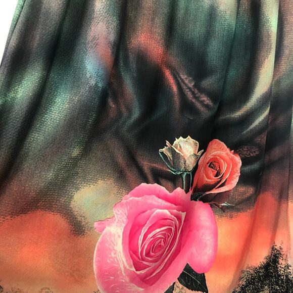 Magic Floral Y2K Floral Halter Maxi Dress Small Smocked Boho Fairy Beach Coastal - Picture 6 of 12